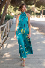 VESTIDO HALTER FLOWER VERDE