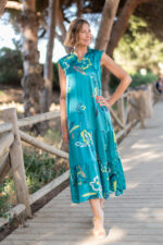 VESTIDO MENORCA FLOWER VERDE - Imagen 2
