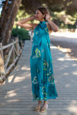 VESTIDO HALTER FLOWER VERDE - Imagen 3