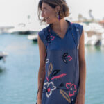 VESTIDO MENORCA FLOWER PETROLEO