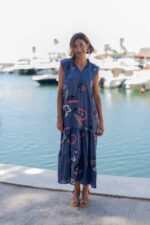 VESTIDO MENORCA FLOWER PETROLEO - Imagen 3