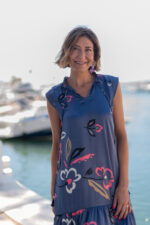 VESTIDO MENORCA FLOWER PETROLEO - Imagen 4